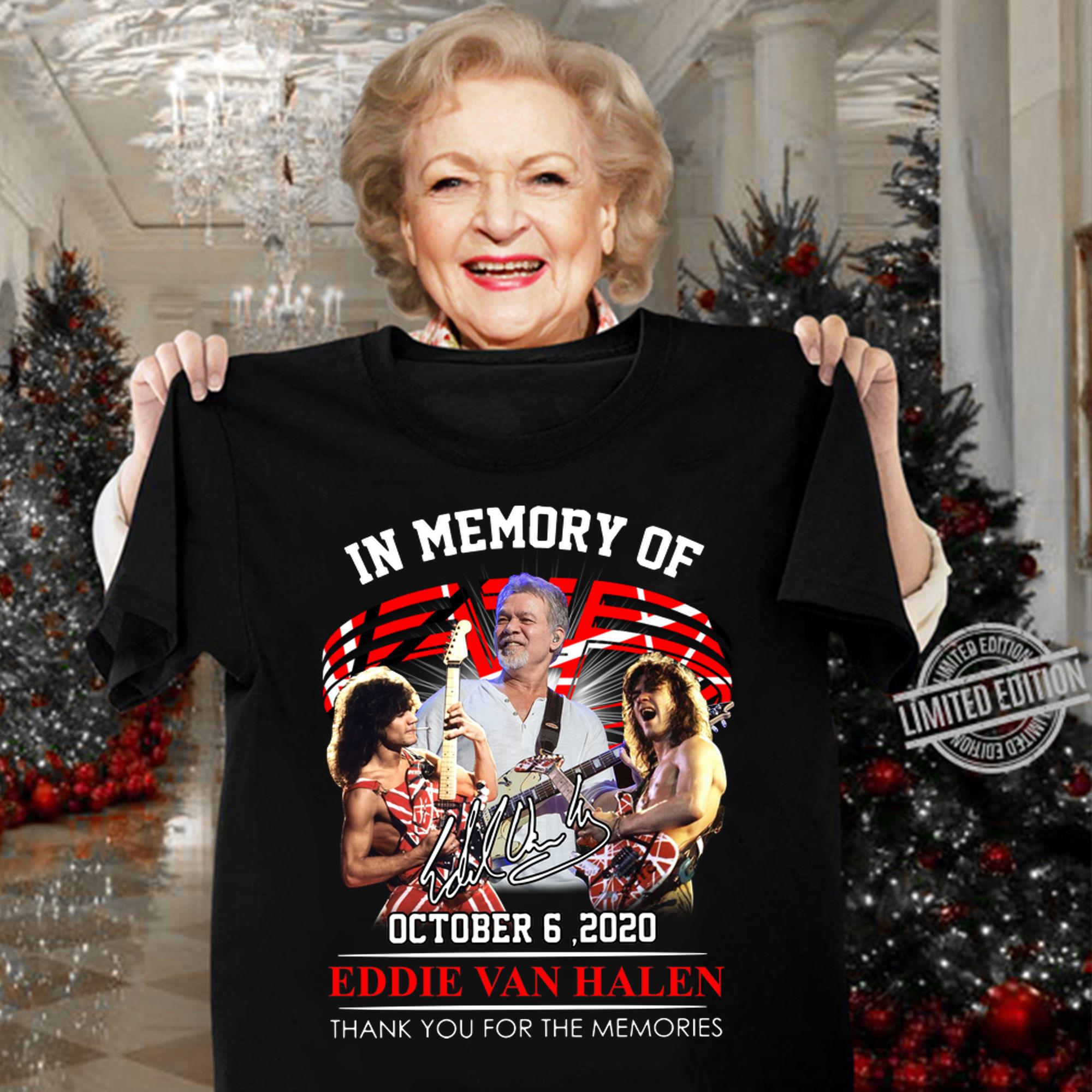 Eddie Van Halen In Memory Of October 6 2020 Thank You For The Memories Signature t-shirt woman shirt