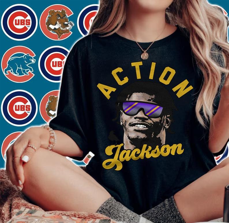 Lamar Jackson Action Jackson Baltimore Ravens t-shirt woman shirt