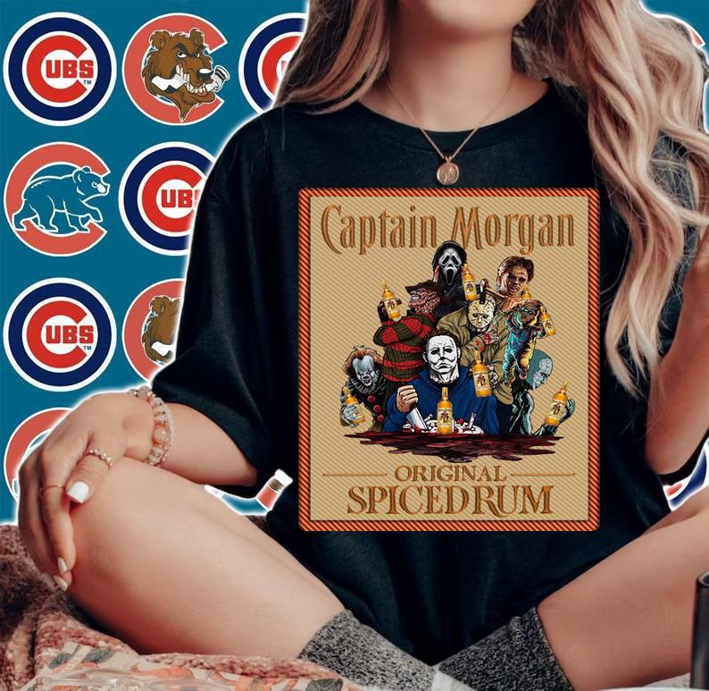 Premium Horror Movie Characters Captain Morgan original spiced rum t-shirt woman shirt