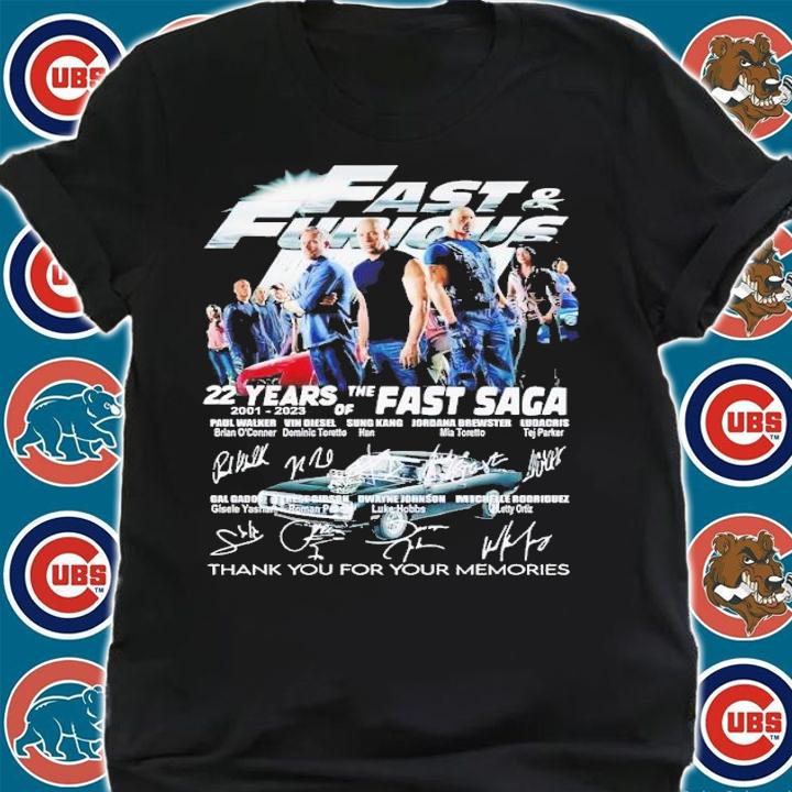Fast and Furious 22 years of the Fast Saga 2001 2023 thank you for the memories t-shirt shirt