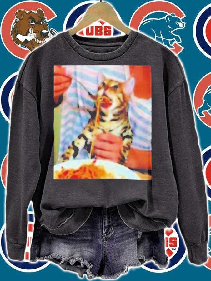 Me You My Memes Cat Eating Spaghetti Shirt t-shirt sweatshirt