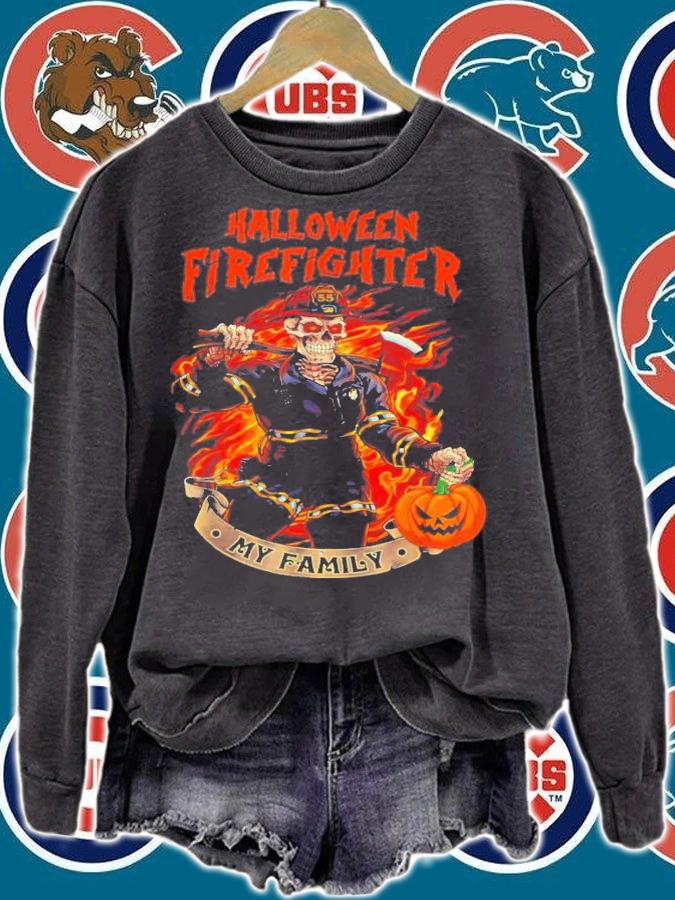 Halloween Skeleton Firefighter My Family T-Shirt t-shirt
