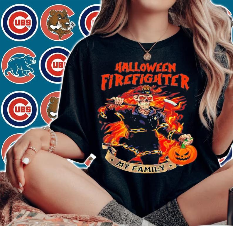 Halloween Skeleton Firefighter My Family T-Shirt t-shirt