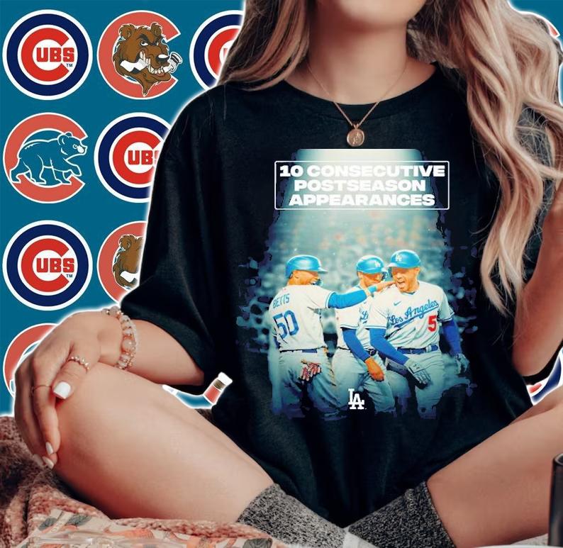 Los Angeles Dodgers 10 Consecutive Postseason Appearances Shirt t-shirt