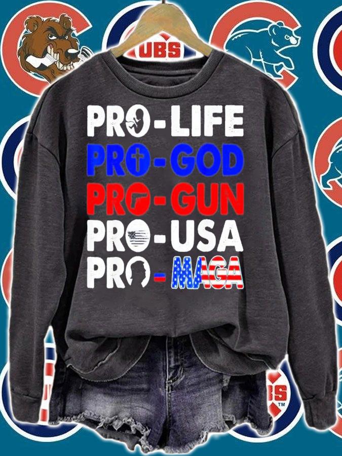 Pro Life Pro God Pro Gun Pro USA Pro MAGA Trump USA Flag T-Shirt t-shirt