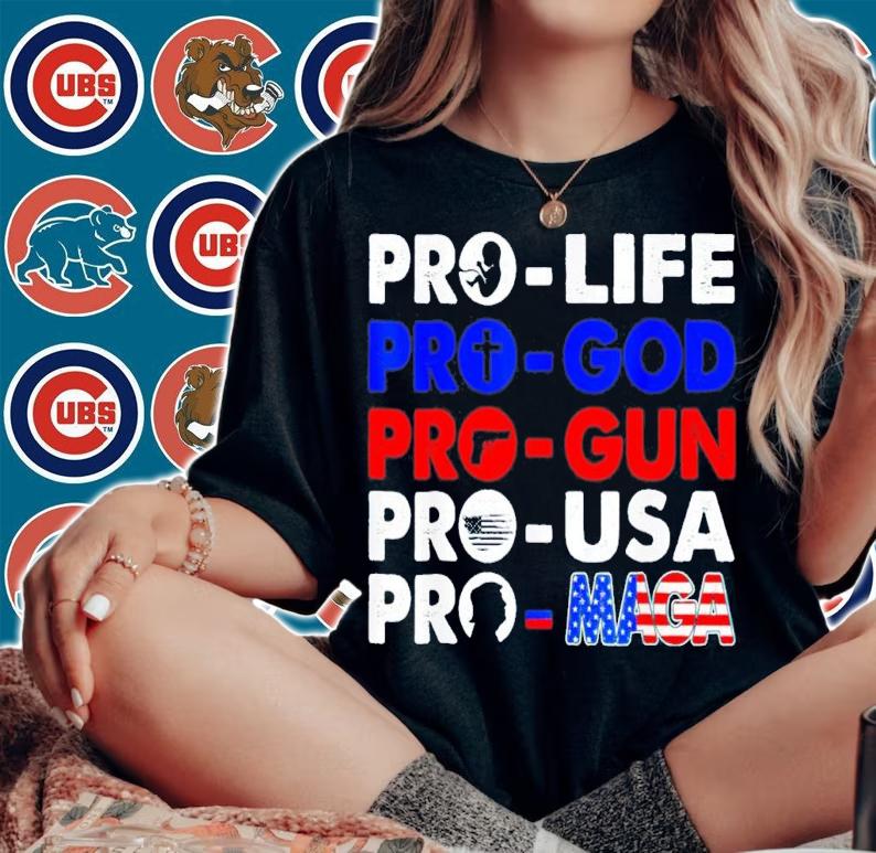Pro Life Pro God Pro Gun Pro USA Pro MAGA Trump USA Flag T-Shirt t-shirt