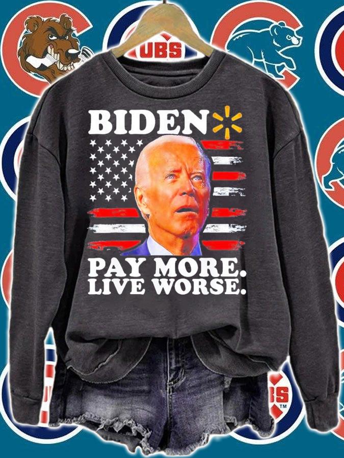 Biden Pay More Live Worse USA Flag T-Shirt t-shirt