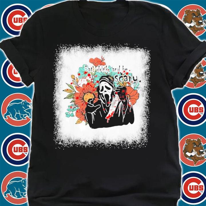 Bleached Eat Drink And Be Scary Screaming Ghost Halloween Shirt t-shirt shirt