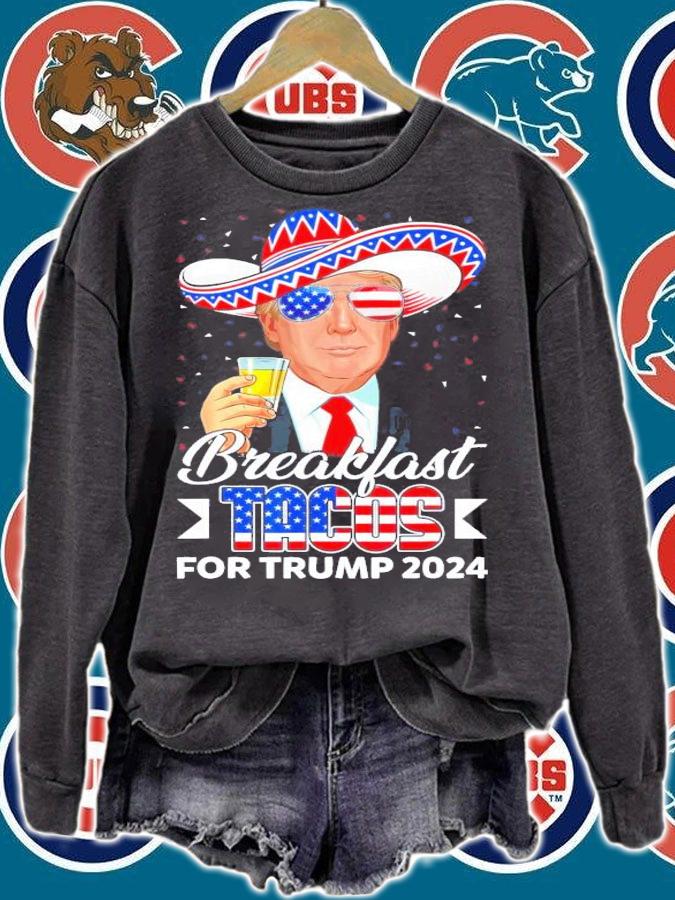 Breakfast Tacos For Trump 2024 Support Trump USA Flag T-Shirt t-shirt sweatshirt