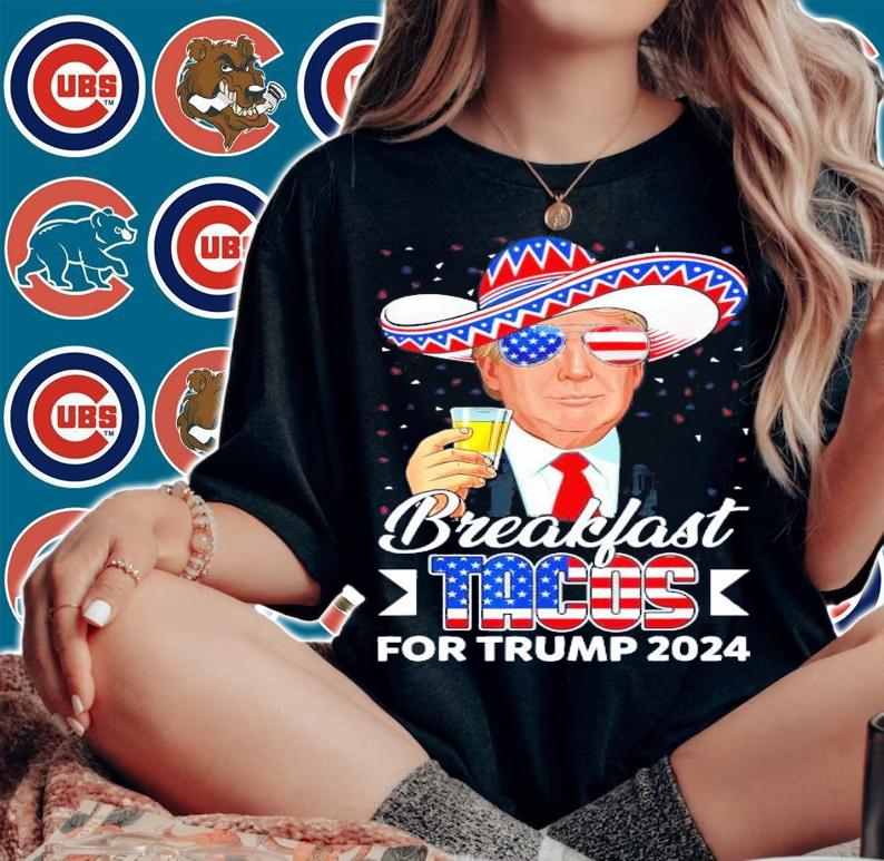 Breakfast Tacos For Trump 2024 Support Trump USA Flag T-Shirt t-shirt woman shirt