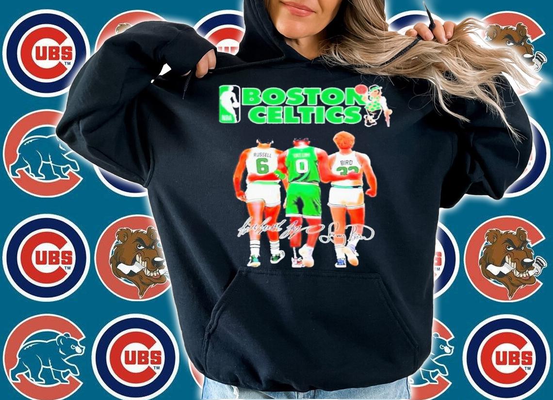 Champion Boston Celtics Bill Russell Jayson Tatum And Larry Bird Signatures Shirt t-shirt hoodie