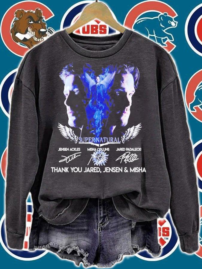 Supernatural Jensen Ackles Misha Collins Jared Padalecki thank you Jared Jensen and Misha shirt t-shirt sweatshirt