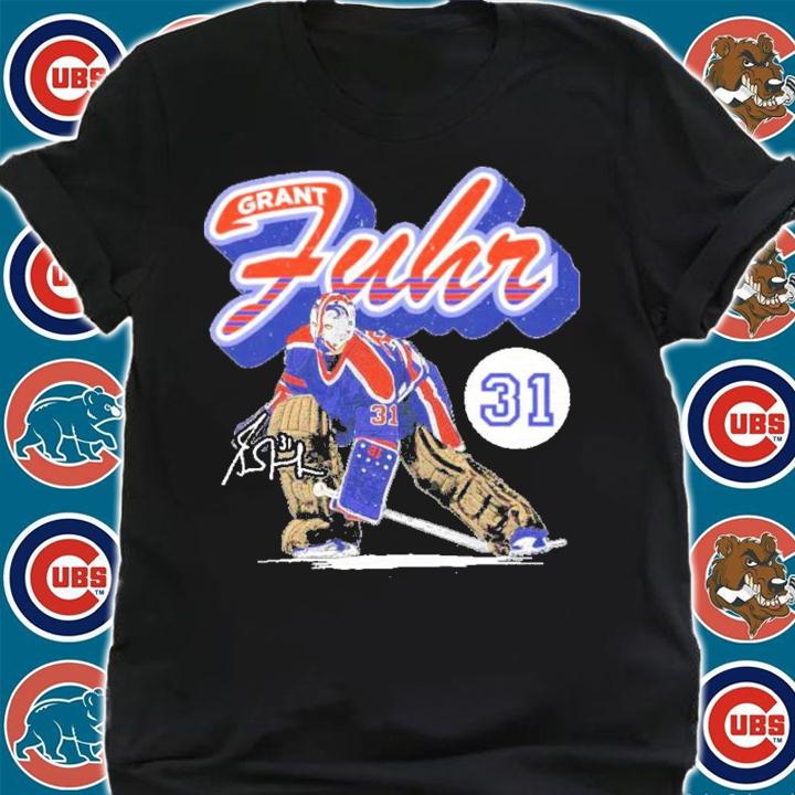 Grant Fuhr Edmonton Retro Script Hockey Signature Shirt t-shirt