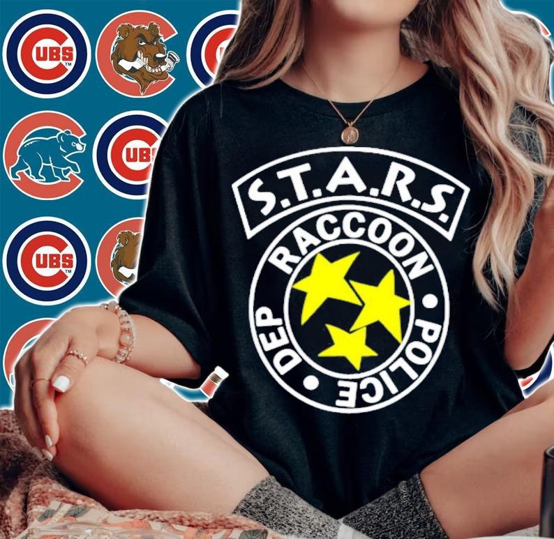 Jim Caddick Stars Stars Raccoon Police Dep T-Shirt t-shirt