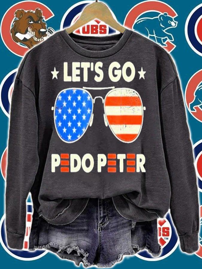 Let's Go Pedo Peter Glasses American Flag Shirt t-shirt