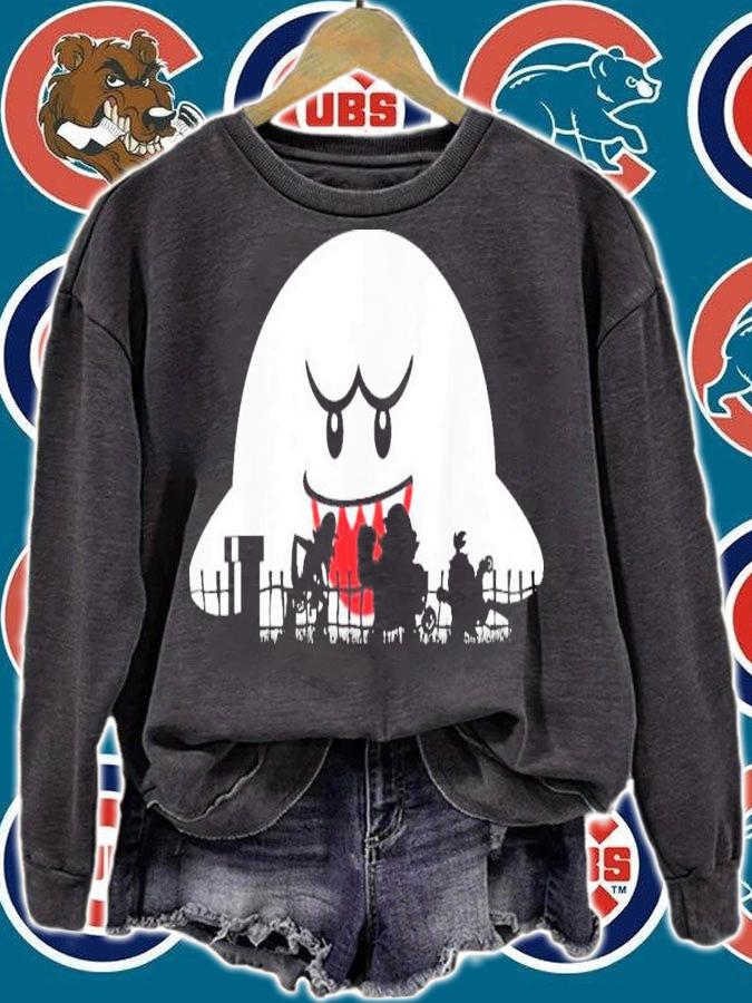 Super Mario Boo Trick Or Treat Halloween Silhouette T-Shirt t-shirt sweatshirt