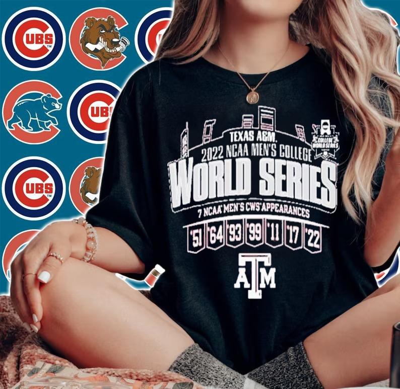 Texas A&M Men's College World Series 7 NCAA CWS Appearances Shirt t-shirt woman shirt