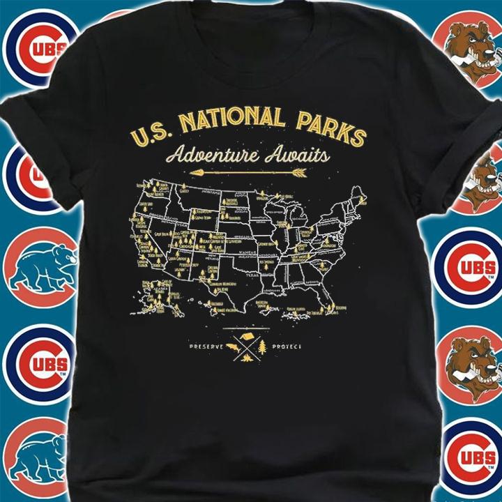 62 National Parks Map Gifts US Park Vintage Camping Hiking T-Shirt t-shirt
