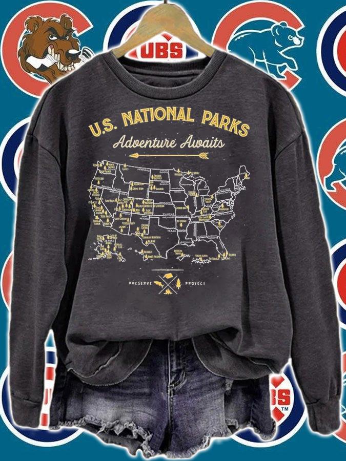 62 National Parks Map Gifts US Park Vintage Camping Hiking T-Shirt t-shirt