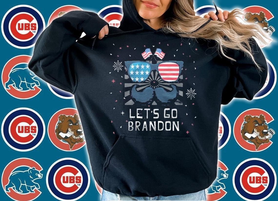 Anti President let's Go Brandon Flag Sunglasses Mustache Funny Anti Biden T-Shirt t-shirt