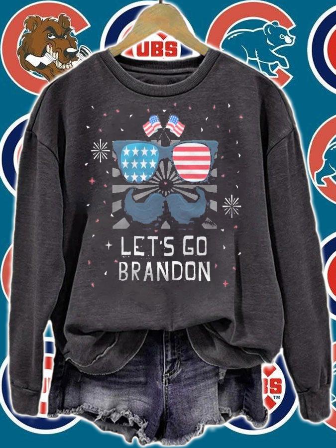 Anti President let's Go Brandon Flag Sunglasses Mustache Funny Anti Biden T-Shirt t-shirt