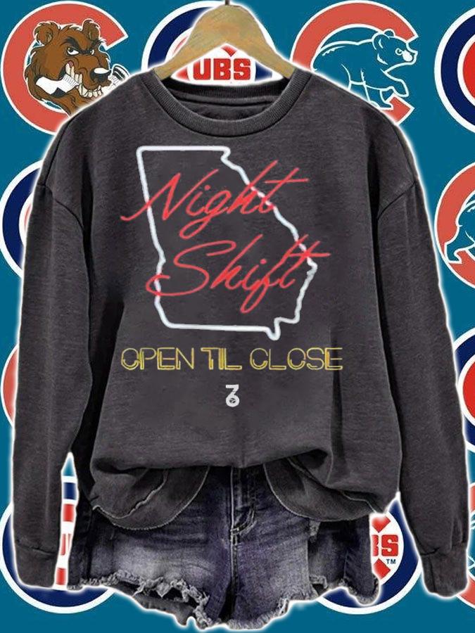 Atlanta Braves night shift open til close T-shirt t-shirt