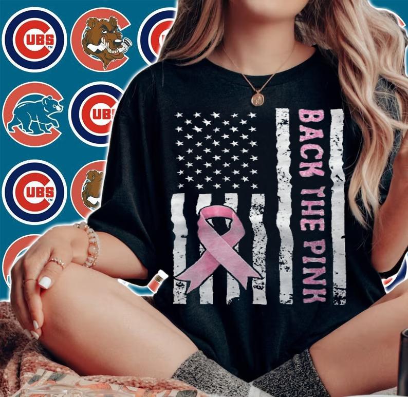 Back The Pink USA Flag T-Shirt t-shirt woman shirt