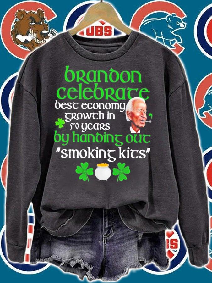 Brandon celebrace besc economy growch in so years by hanoing out smoking kits St. Patrick's Day shirt t-shirt