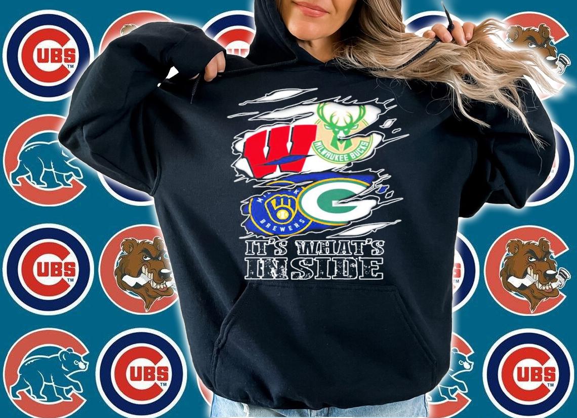 It's what's inside Wisconsin Badgers Milwaukee Bucks Milwaukee Brewers Green Bay Packers logo shirt t-shirt