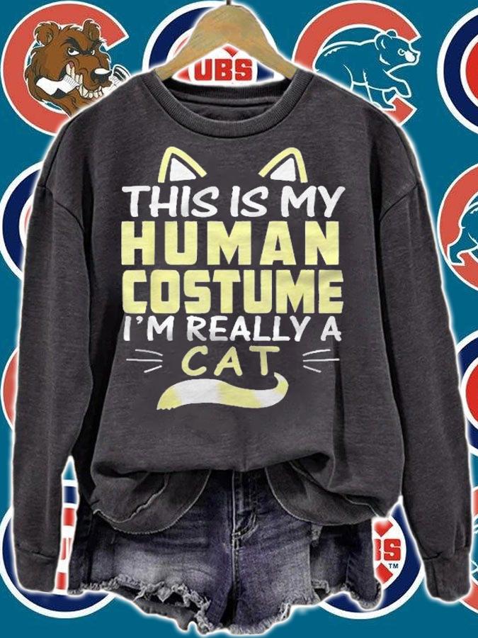 Funny Halloween Cat Ears And Tail Tshirt Human Costume Shirt t-shirt