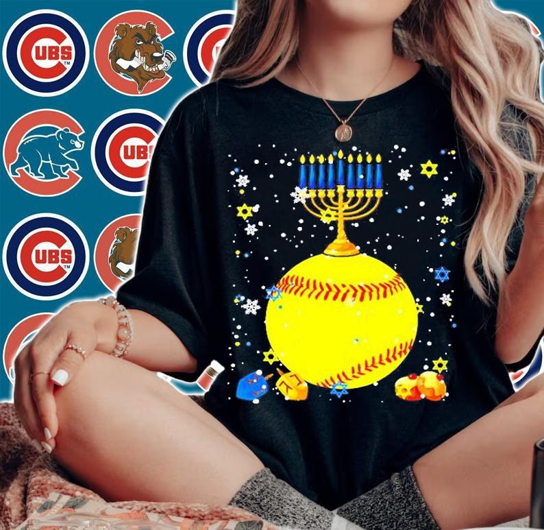 Menorah Hanukkah Menorah Jewish Proud Softball T-Shirt t-shirt