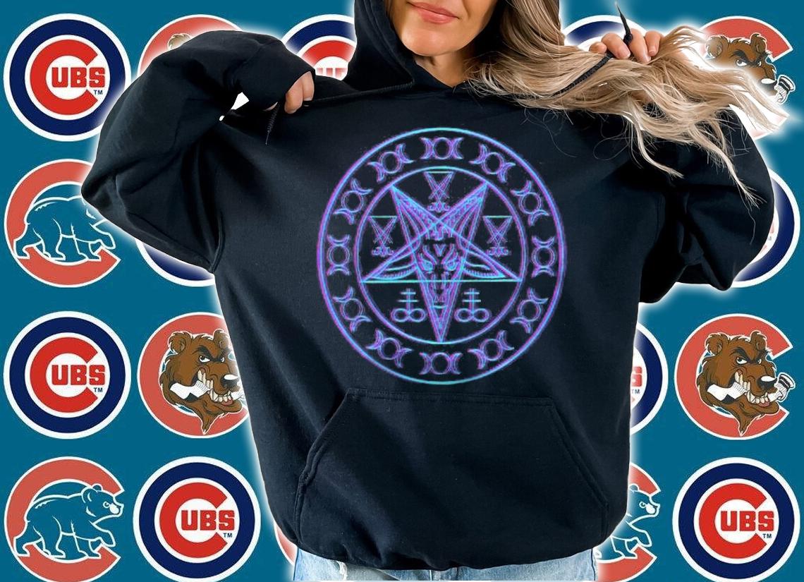 Synthwave Pentagram Sigil Of Baphomet Lucifer Triple Goddess Shirt t-shirt hoodie