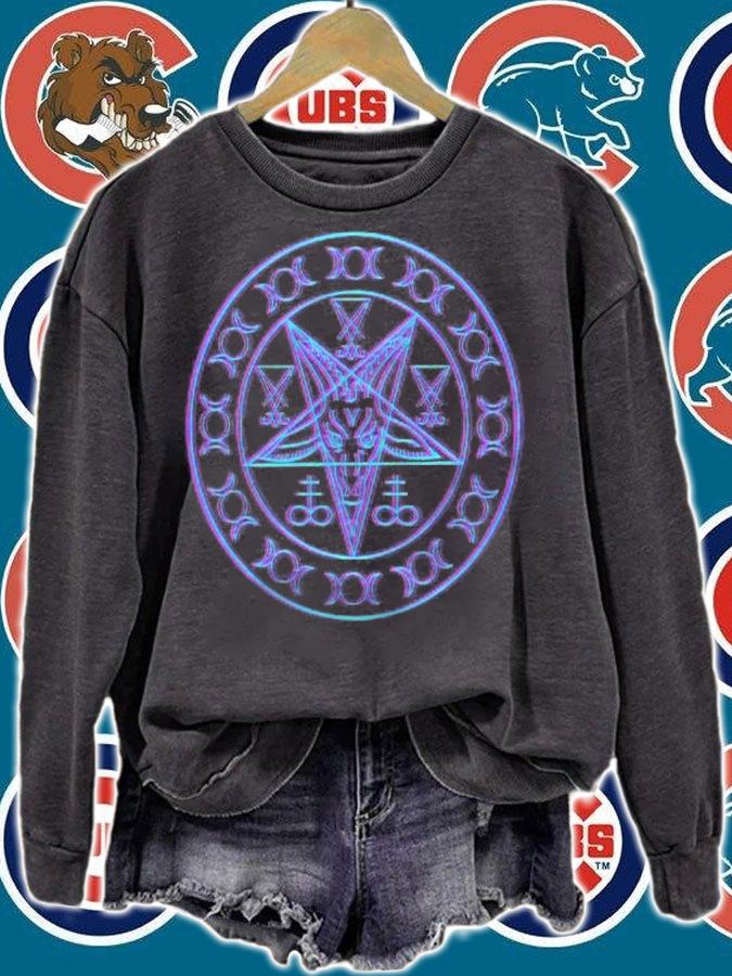 Synthwave Pentagram Sigil Of Baphomet Lucifer Triple Goddess Shirt t-shirt sweatshirt