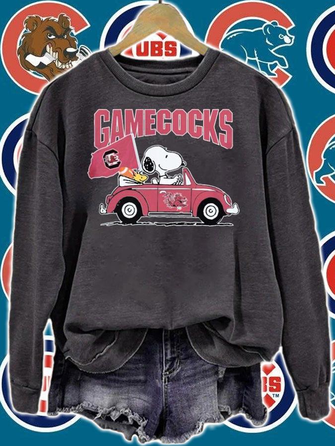 Snoopy And Woodstock Driving Car South Carolina Gamecocks Flag t-shirt sweatshirt