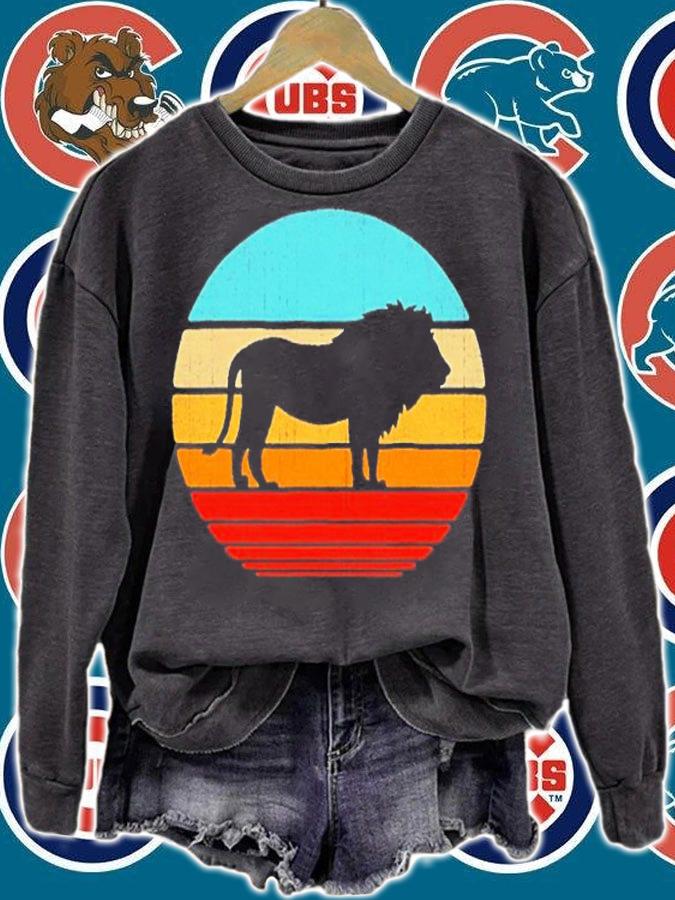Lion Retro Vintage 60S 70S Sunset Mammal Animal Men Women T-Shirt