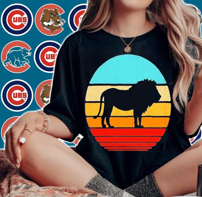 Lion Retro Vintage 60S 70S Sunset Mammal Animal Men Women T-Shirt