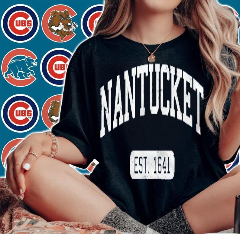 Womens Nantucket Massachusetts Est 1641 Ver2 T-shirt