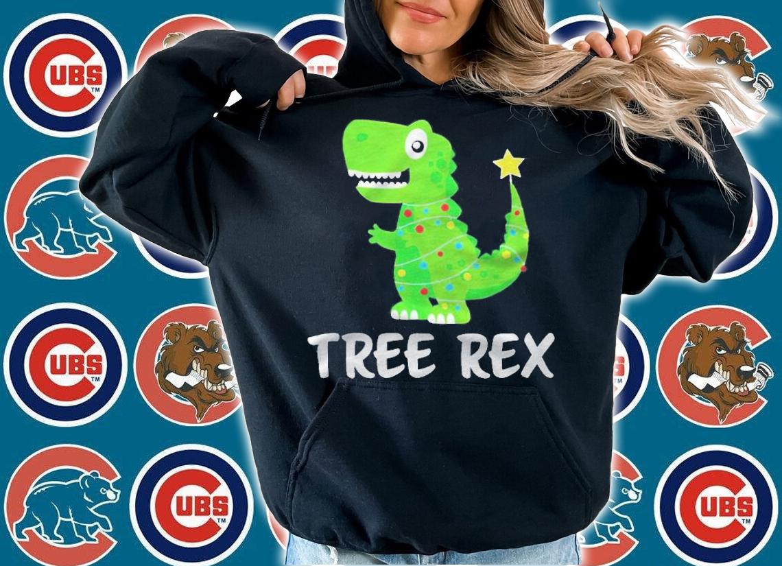 Dinosaur Tree Rex Merry Christmas T-shirt hoodie