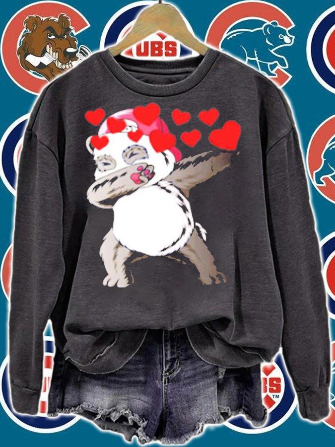 Valentine Heart Bear Dabbing Panda T-Shirt sweatshirt