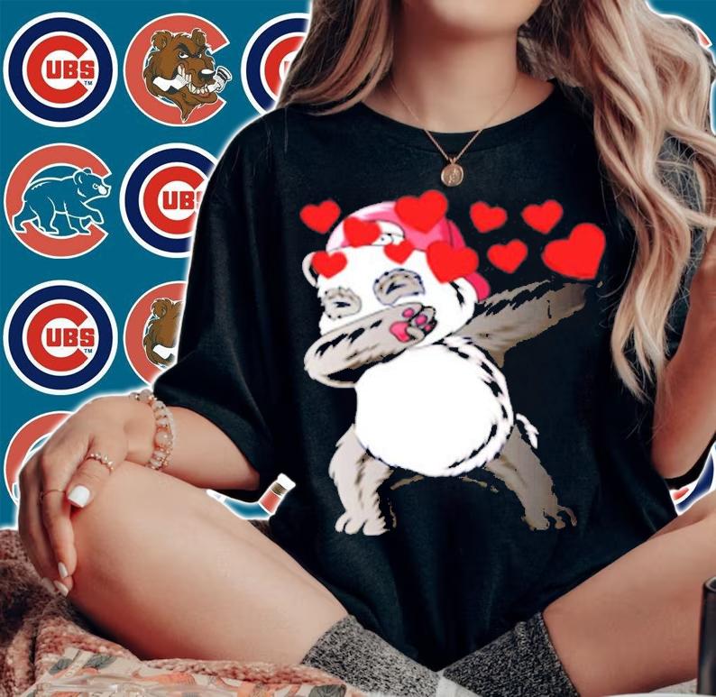 Valentine Heart Bear Dabbing Panda T-Shirt woman shirt