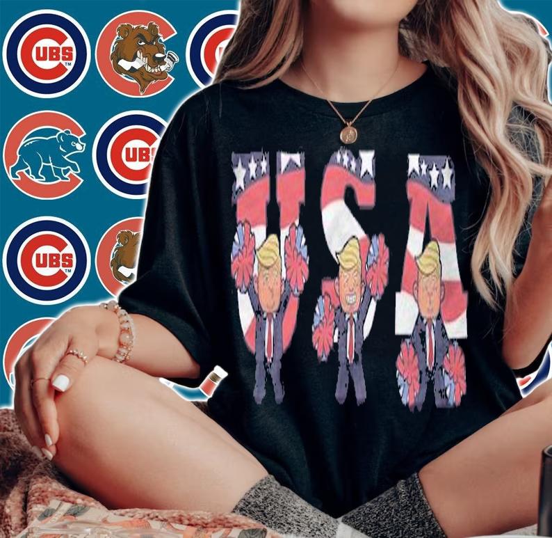 USA Donald Trump Cheer Cartoon T-Shirt woman shirt