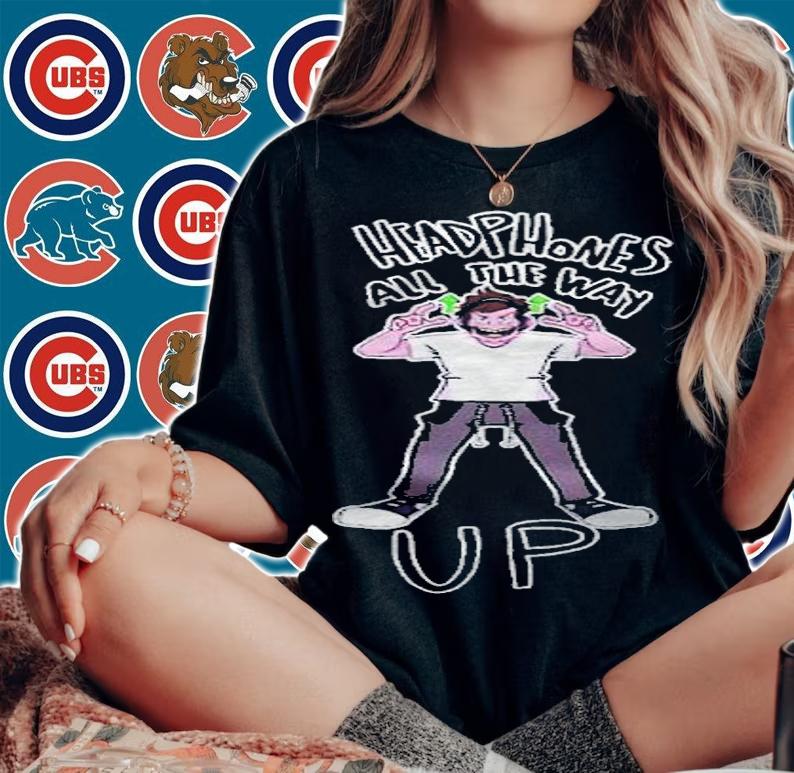 Zachbealetv headphones all the way up T-shirt woman shirt