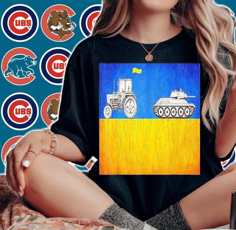Funny Ukrainian Farmer Tractor Tank Meme Ukraine Tractor T-Shirt woman shirt