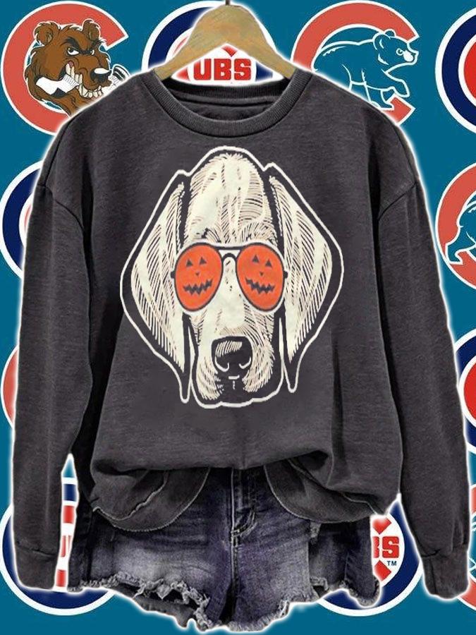 Hound In Pumpkin Sunglasses Weimaraner Halloween Shirt sweatshirt