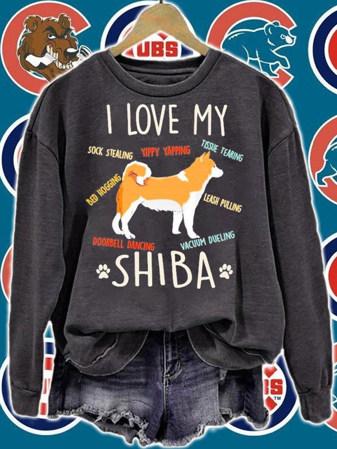 I Love My Shiba Inu Dog Lover Mom Dad Cute Funny Gift T-Shirt sweatshirt