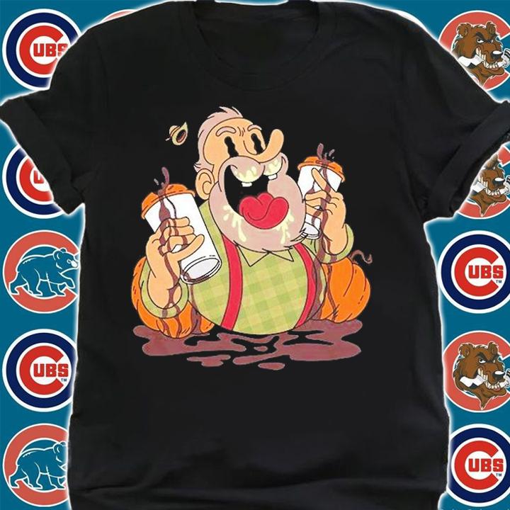 Crazy Cartoon Coffee Man Drinking Pumpkin Spiced Latte T-Shirt shirt