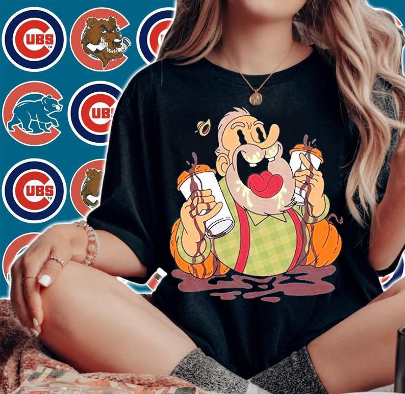 Crazy Cartoon Coffee Man Drinking Pumpkin Spiced Latte T-Shirt woman shirt
