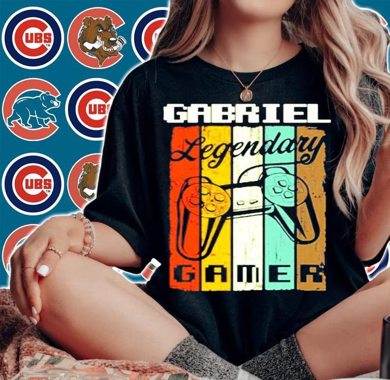 Gabriel Gamer Personalized Name Cool Video Game Gift T-Shirt woman shirt