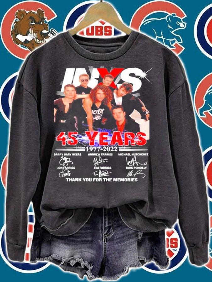 INXS Rock Band 45 Years 1977-2022 Signatures Thank You For The Memories Shirt sweatshirt