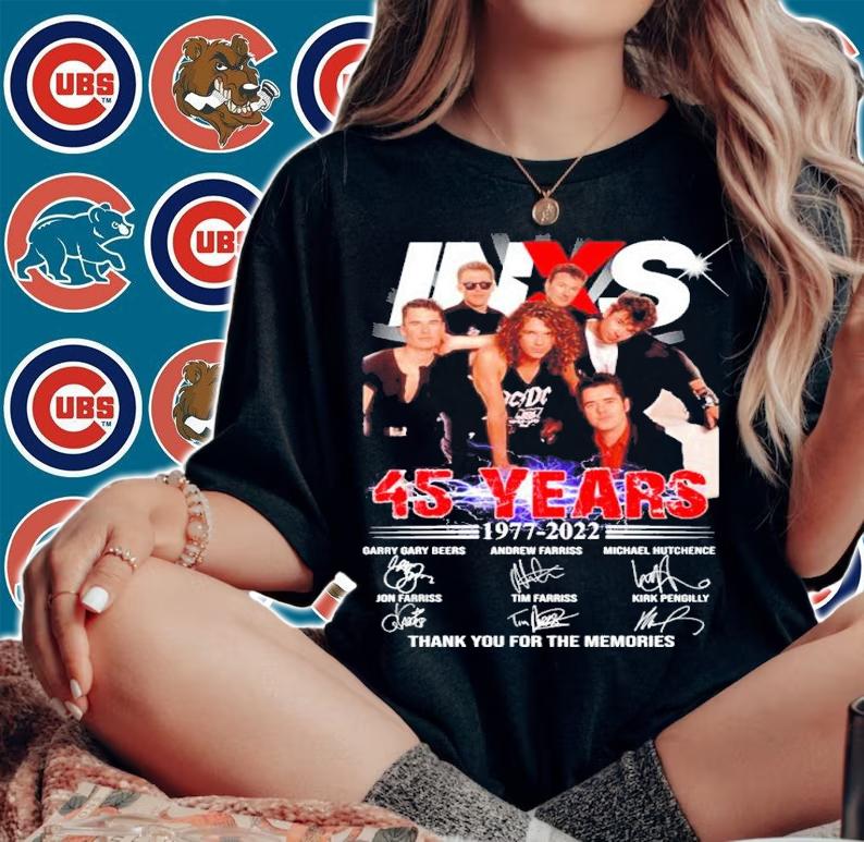 INXS Rock Band 45 Years 1977-2022 Signatures Thank You For The Memories Shirt woman shirt